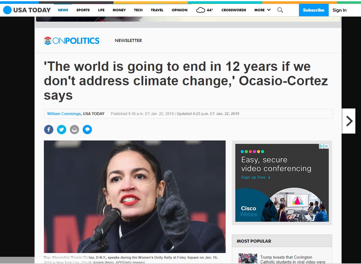 How To Respond to Ocasio-Cortez’s Claim that World Ends in 12 Years If We Don’t Address Climate Change?